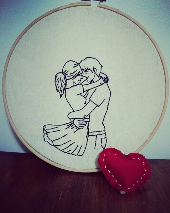Romantic Couple  Embroidery Hoop – Gimmicky Gal