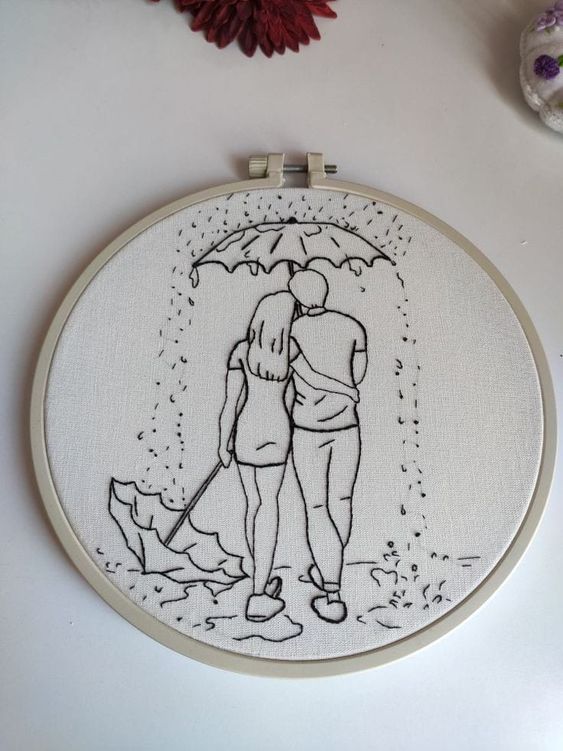 The Best Couple's gift - Love is in the Air Embroidered Hoop