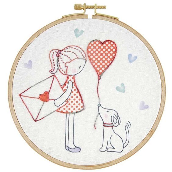 Girl with pet | Embroidery Hoop