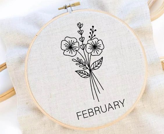 February Birth Flowers | Embroidery Hoop