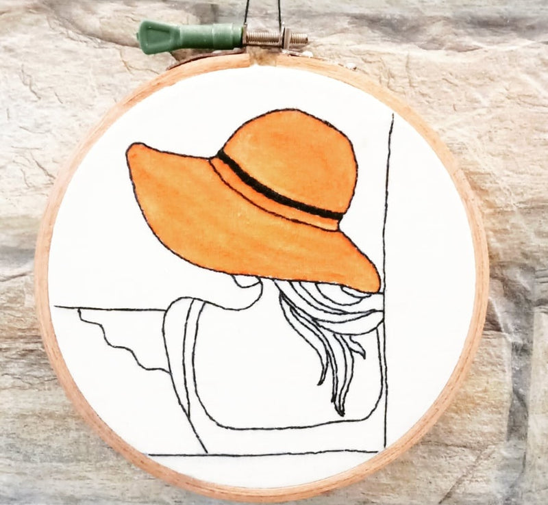 Girl in Hat | Embroidery Hoop