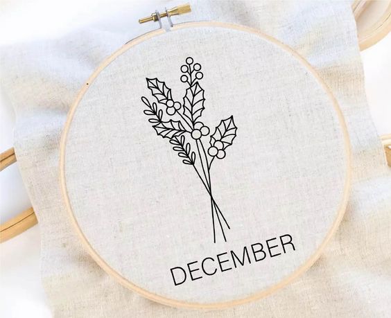 December Birth Month | Embroidery Hoop