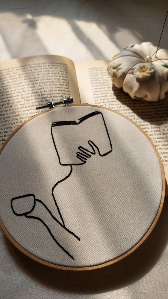 Girl reading a book | Embroidery Hoop