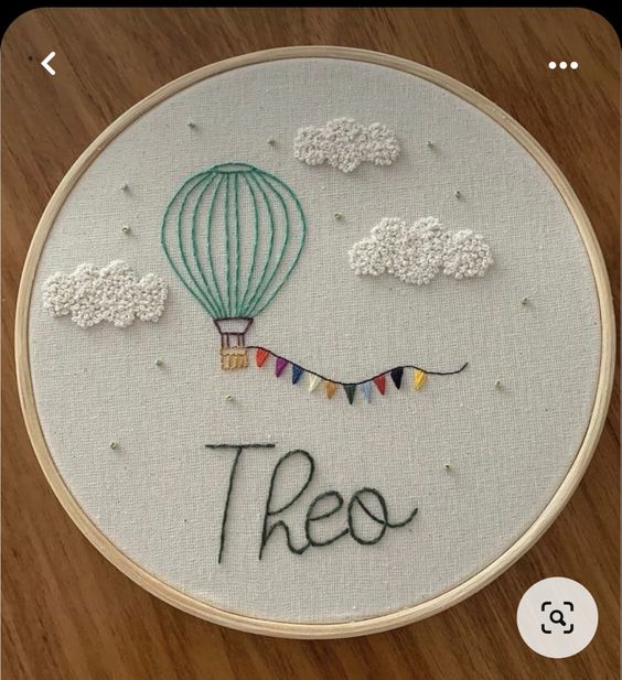 Air Balloon with Customized Name 2 | Embroidery Hoop