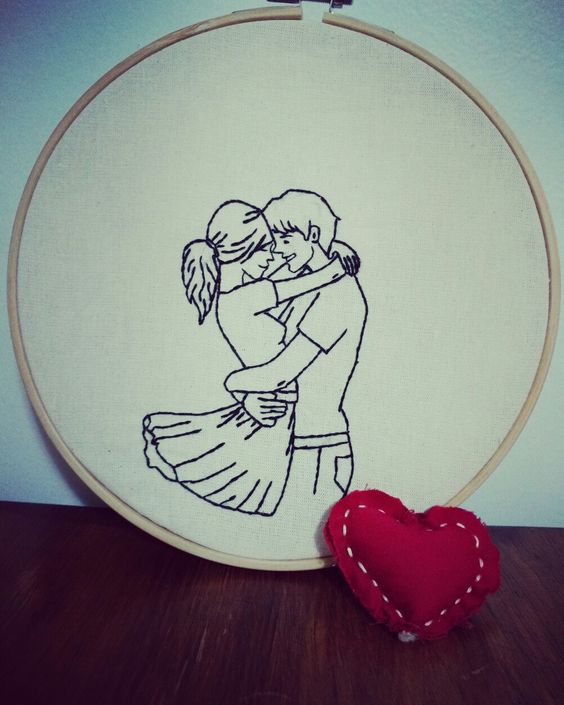 Romantic Couple | Embroidery Hoop