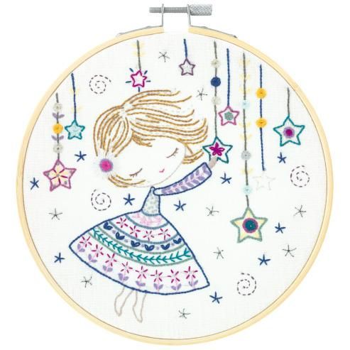 Girl with stars | Embroidery Hoop