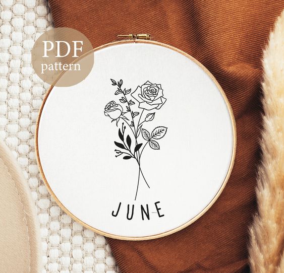 June Birth Month | Embroidery Hoop
