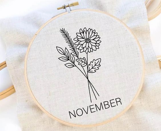 November Birth Month | Embroidery Hoop