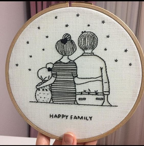 Happy Family | Embroidery Hoop