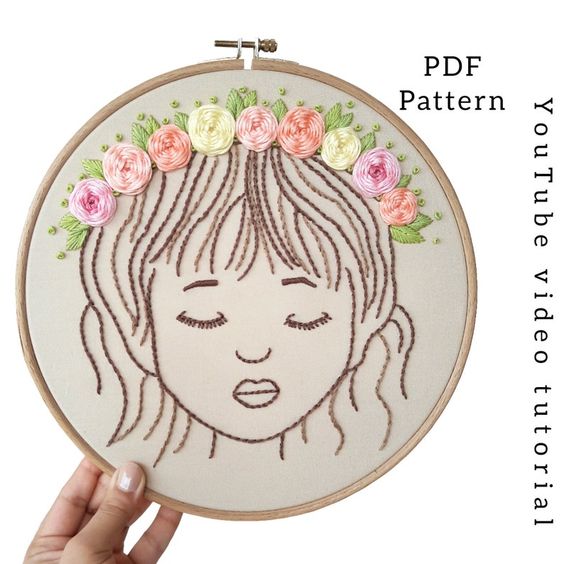 Beautiful Girl Face | Embroidery Hoop