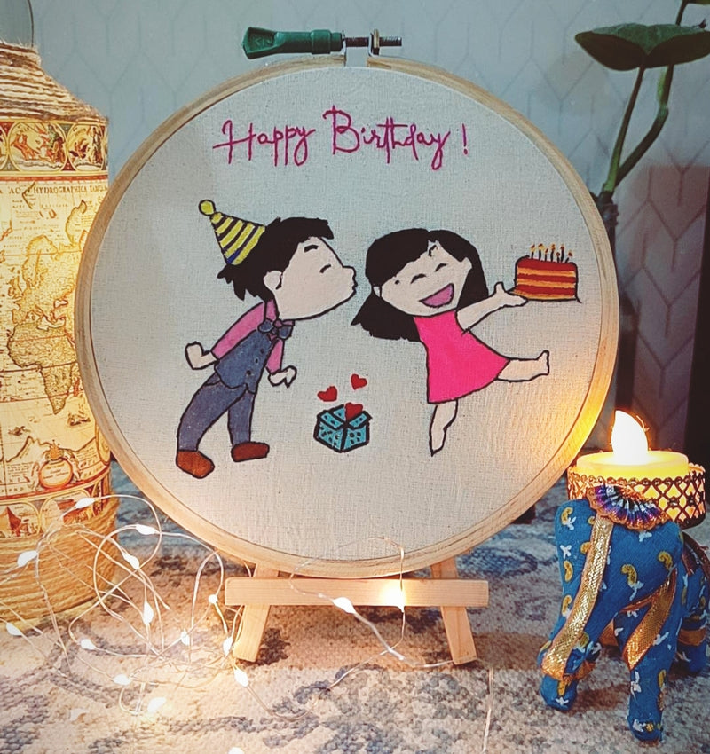 Happy BirthDay | Hand Embroidery Hoop