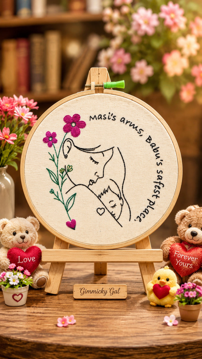 Personalized Mom & Baby Embroidery Hoop – Custom Motherhood Gift