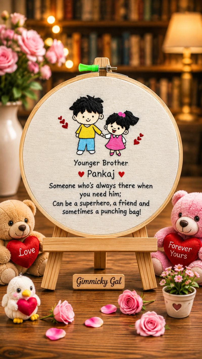Personalized Younger Brother Embroidery Hoop – Pankaj