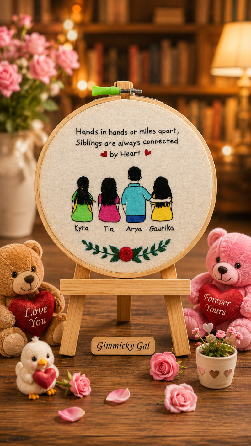 Personalized Sibling Family Embroidery Hoop – Custom Names