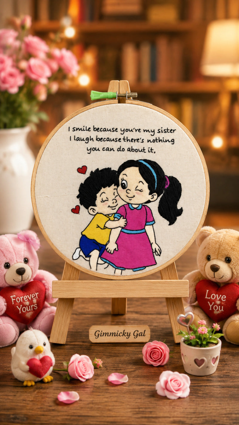 Personalized Brother Sister Embroidery Hoop – Sibling Love