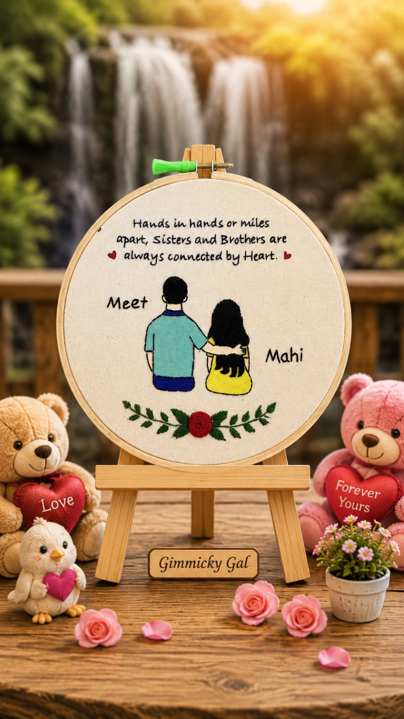 Personalized Sibling Embroidery Hoop – Meet & Mahi