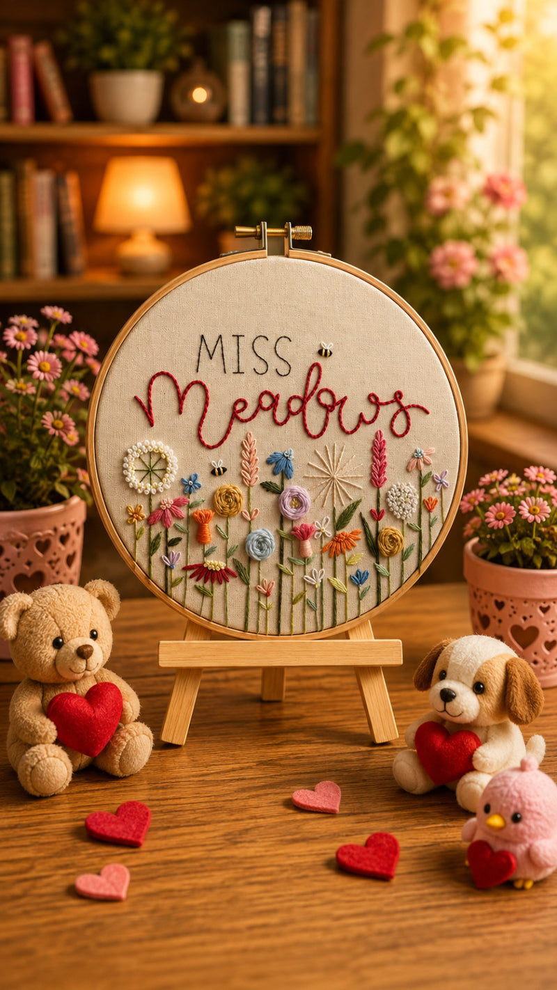 Miss Meadows – Personalized Floral Embroidered Teacher Hoop