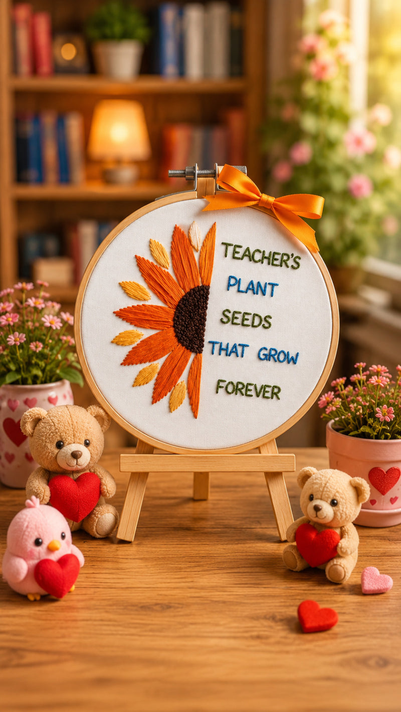 Teacher's Plant Seeds That Grow Forever – Sunflower Embroidered Hoop