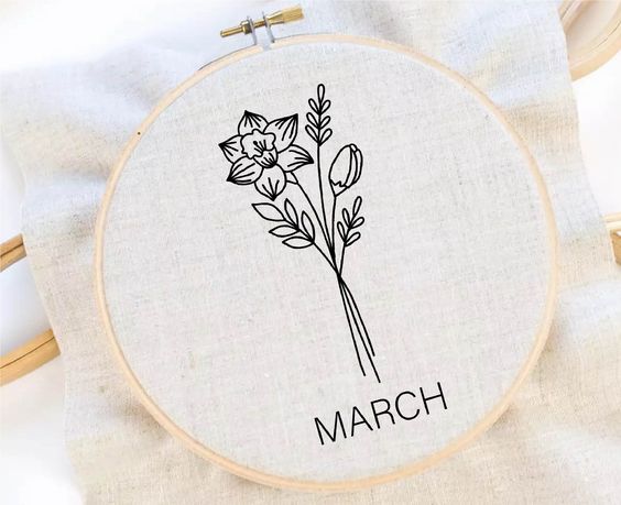 March Birth Month | Embroidery Hoop