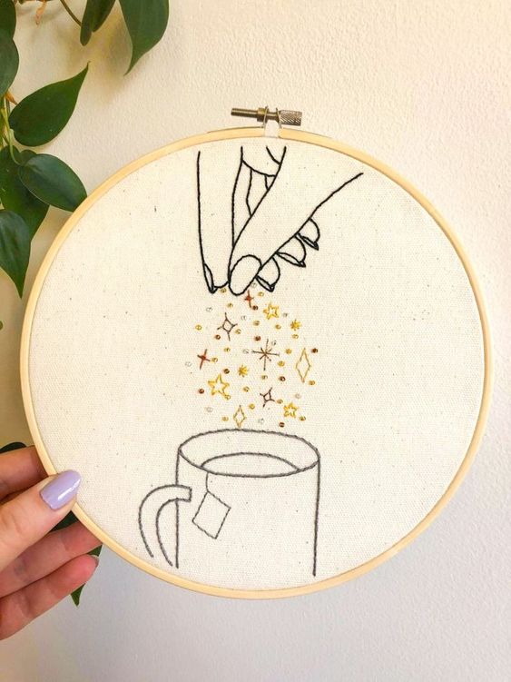 Sparkle Drink |  Embroidery Hoop