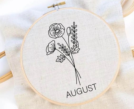 August Birth Month | Embroidery Hoop