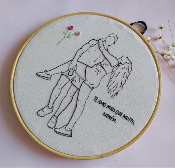 Couple | Embroidery Hoop