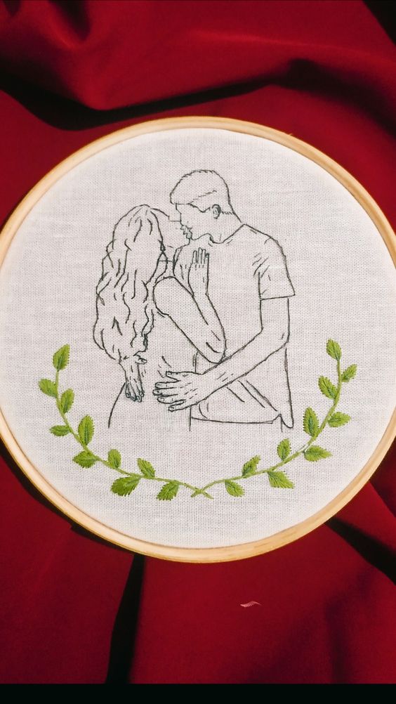 Couple | Embroidery Hoop