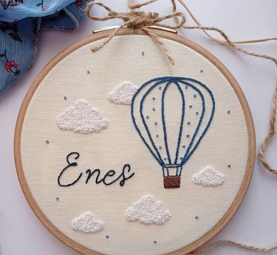 Customize Air Balloon Embroidery Hoop