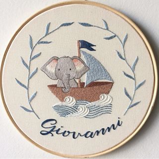 Elephant in the boat | Embroidery Hoop