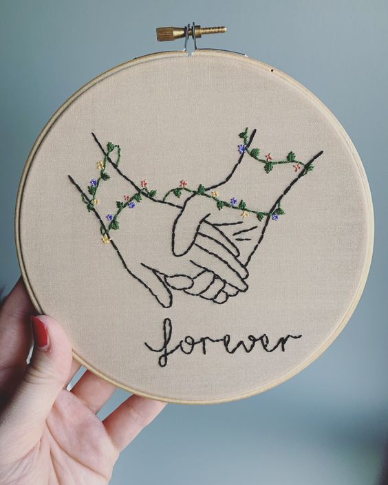 Holding Hands 4 | Embroidery Hoop