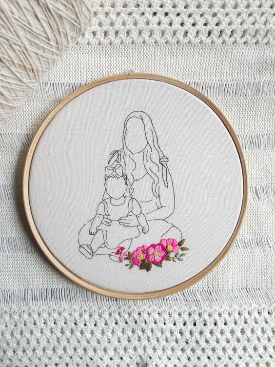 Mother and Daughter | Embroidery Hoop