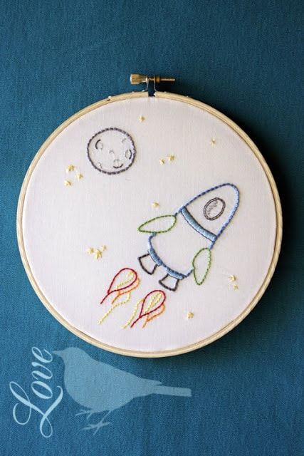 Space Rocket |  Embroidery Hoop